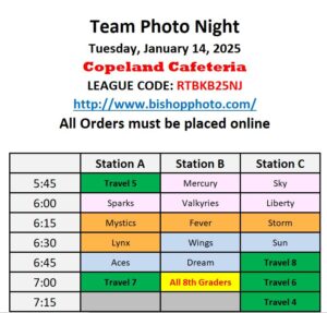 Team Photo Night schedule