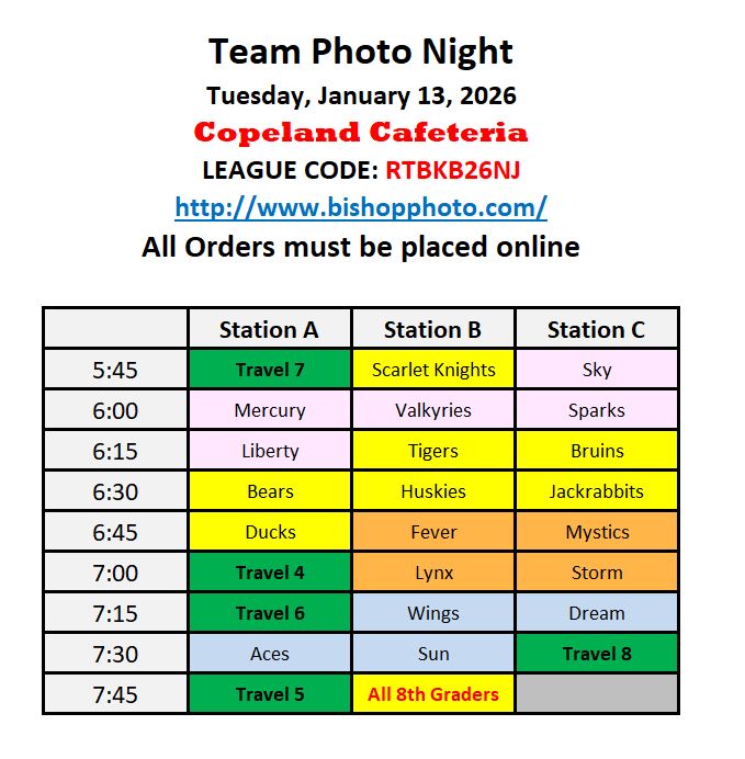 RTGB Team Photo Night schedule